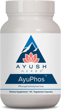 Ayush Herbs AyuPhos, Fosfatidilserina 200mg, Apoyo Cerebral y Memoria, 45 Cápsulas