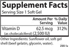 Carlson - Vitamina D3 2500 UI (62.5 mcg), 150 Cápsulas Blandas