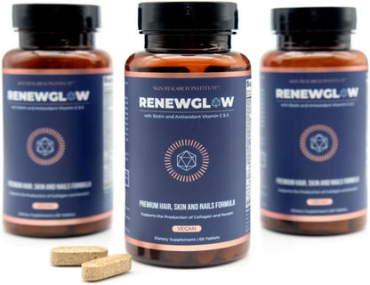 Skin Research Institute Renewglow Biotina – La biotina contribuye al metabolismo energético normal. – Image 1