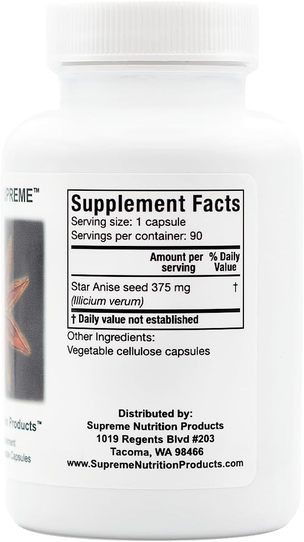 Supreme Nutrition Illicium: 90 Cápsulas Vegetales de Anís Estrellado Puro