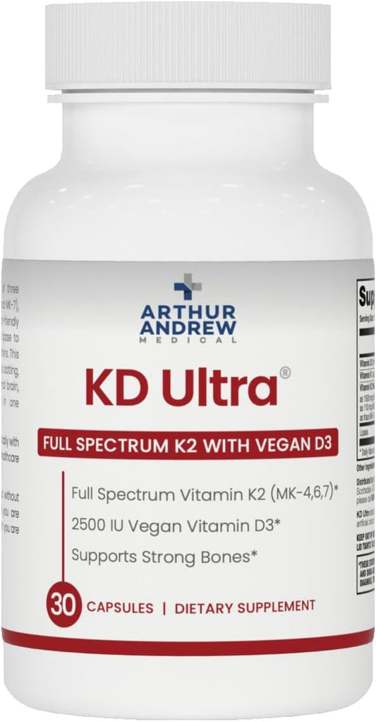 Arthur Andrew Medical KD Ultra: Vitamina D3, K y Lipasa, 30 Cápsulas