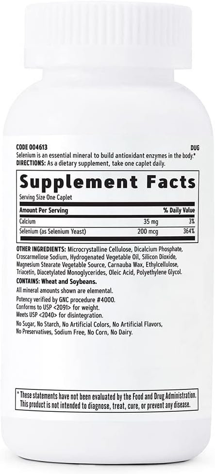 GNC Selenio 200mcg. Mineral Esencial, 200 Comprimidos