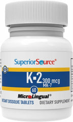 Superior Source Vitamina K2 MK-7 (Menaquinona-7), 300 mcg - 60 comprimidos sublinguales