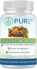 PURE® Greens & Reds Cápsulas - 30 Servicios - 9 Raciones Diarias de Frutas y Verduras en 1 Cápsula - Mezcla de Superalimentos PhytoServ® con Brócoli, Kale y Bayas - Escudo Fitonutriente de Base Vegetal