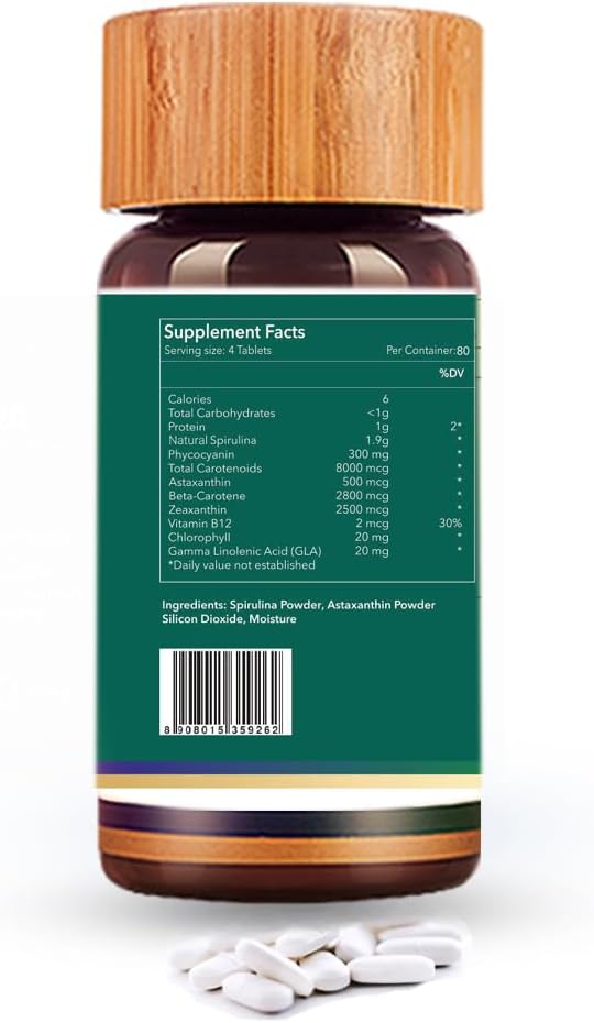 Spiruliva Spirulina Orgánica con Astaxantina - 160 Comprimidos
