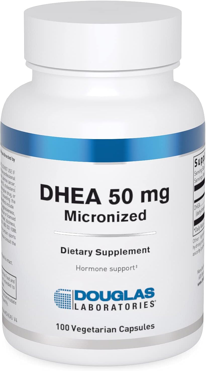 DHEA 50 mg Capsules - Micronized - Hormone & Immune Balance - Non-GMO - 100 Veggie Capsules - Douglas Laboratories