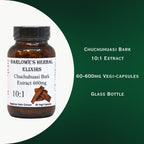 Extracto de Corteza de Chuchuhuasi 10:1 | 600mg | 60 Cápsulas Veganas, Kosher y Halal | Sin Estearatos, Sin Rellenos, Envasado en Vidrio
