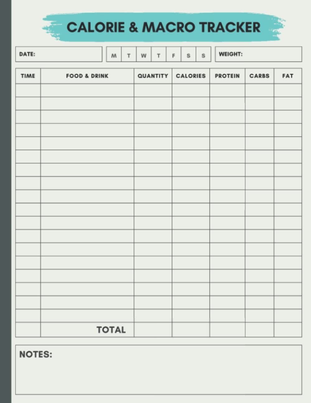 Cuaderno de Registro de Calorías y Macros: Seguimiento Diario de Comidas, Calorías, Carbohidratos, Grasas y Proteínas - Diario de Dieta y Control de Peso