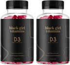 Black Girl Vitamins - Gomitas de Vitamina D3, 2000 IU (50 mcg), Apoyo Inmunológico, Energía y Huesos, Sin Gluten
