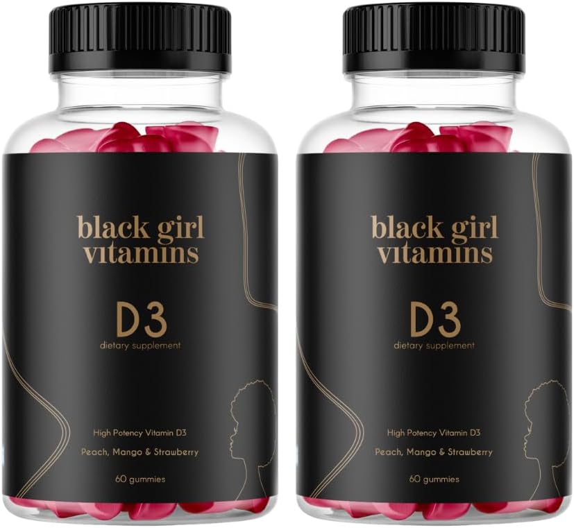 Black Girl Vitamins - Gomitas de Vitamina D3, 2000 IU (50 mcg), Apoyo Inmunológico, Energía y Huesos, Sin Gluten