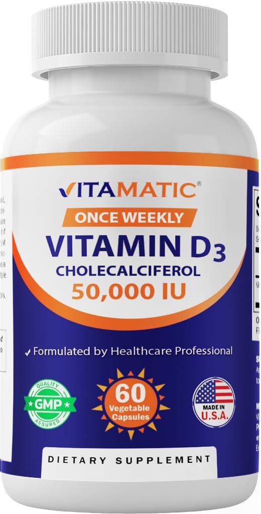 Vitamatic Vitamina D3 50,000 IU Una Vez por Semana, 60 Cápsulas Vegetales