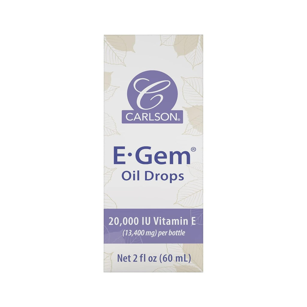 Carlson - E-Gem Oil Drops, 20000 UI Vitamina E, 100% Natural, Hidrata y Nutre la Piel, 59 ml