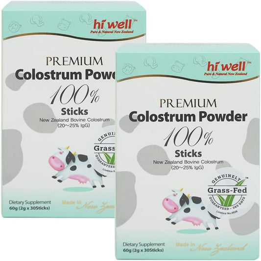 (Pack de 2) Hi Well Premium Grass-Fed Colostrum Powder 100% 2g 30Sticks – Image 1