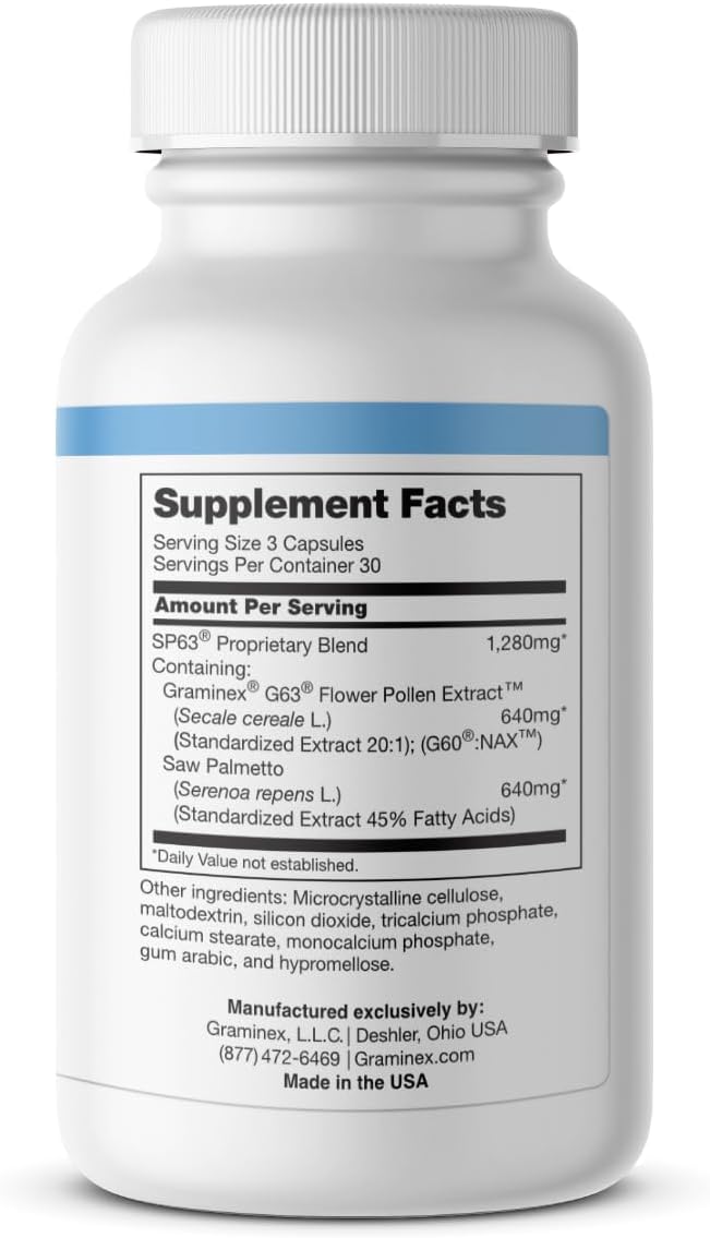 Graminex Prostanex - Flower Pollen Extract and Saw Palmetto for Prostate Health, 90 Vegetarian Capsules