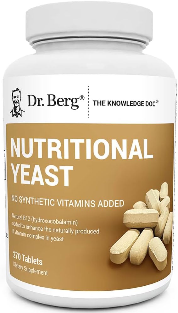 Dr. Berg Nutritionals Comprimidos de Levadura Nutricional con Vitamina B12 – Complejo B Completo – Sabor Vainilla Orgánica – 270 Comprimidos Veganos
