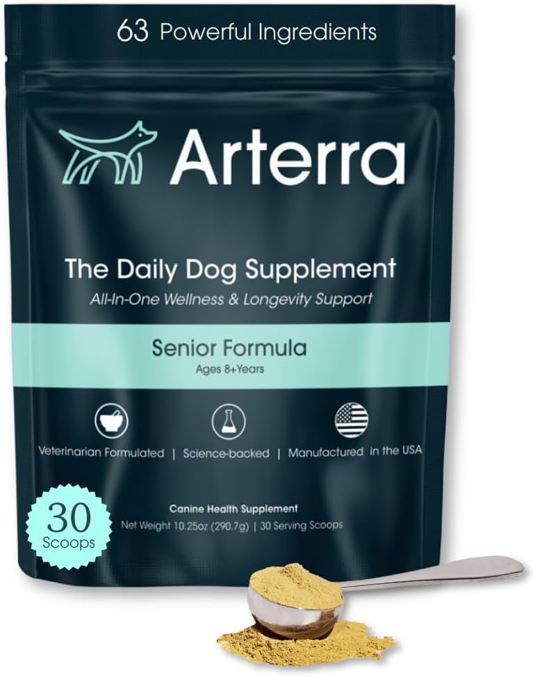 Complemento Alimenticio en Polvo para Perros Adultos – Longevidad Diaria – 46 Ingredientes para Salud Intestinal, Inmune y Cognitiva – 30 Dosis