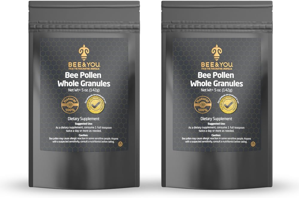 Bee and You - Gránulos de Polen de Abeja 100% Natural y Crudo (2 Paquetes de 5 oz)