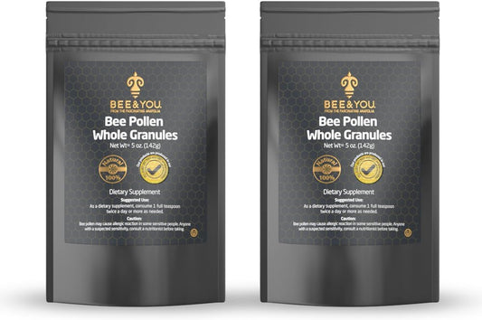 Bee and You - Gránulos de Polen de Abeja 100% Natural y Crudo (2 Paquetes de 5 oz)