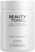 Codeage Beauty Tonic - Suplemento de Biotina 1500 mcg con Vitaminas y Alimentos Orgánicos - 90 Cápsulas Veganas