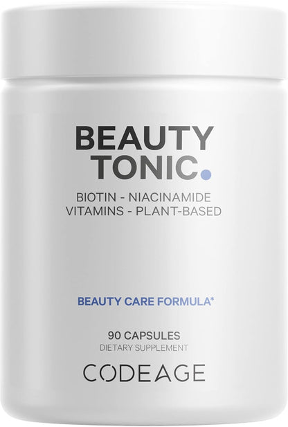 Codeage Beauty Tonic - Suplemento de Biotina – La biotina contribuye al metabolismo energético normal. – Image 1