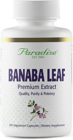 Paradise Herbs, Banaba Leaf, 12:1 Concentrated Extract, 250 mg, 180 Cápsulas