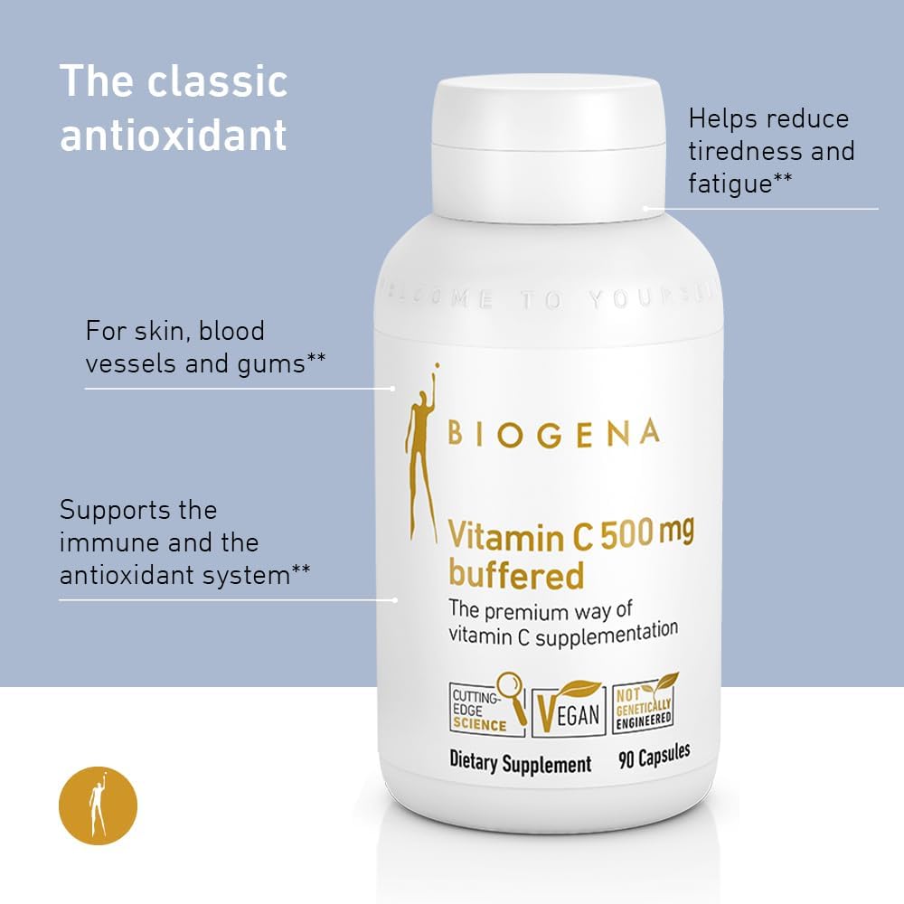 Biogena Vitamina C 500 mg buffered Gold - Complejo de Vitamina C tamponada, 90 Cápsulas