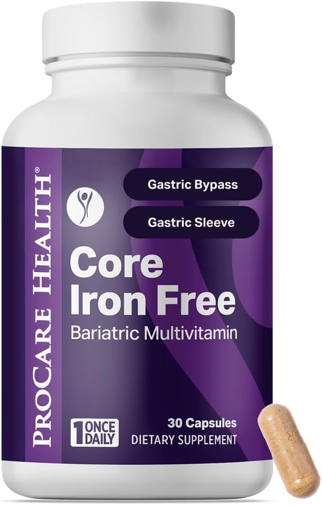 Procare Health Multivitamínico Bariátrico Sin Hierro - 30 Cápsulas Vegetales de Disolución Rápida - Vitaminas para Bypass Gástrico y Manga Gástrica, Sin Hierro (1 Mes)