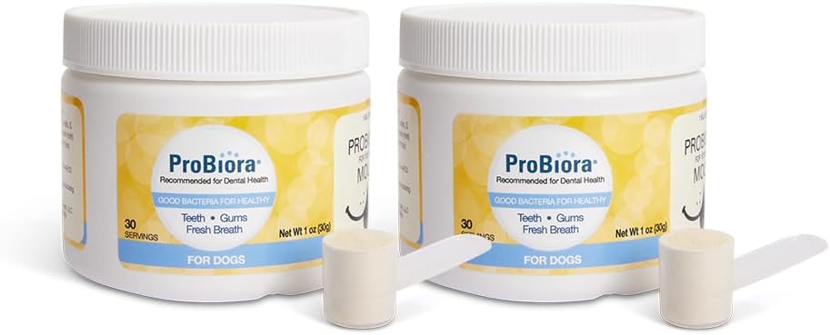Probiora para Perros - Probiótico Bucal: Aliento Fresco y Salud Dental (30 raciones, 2 frascos)