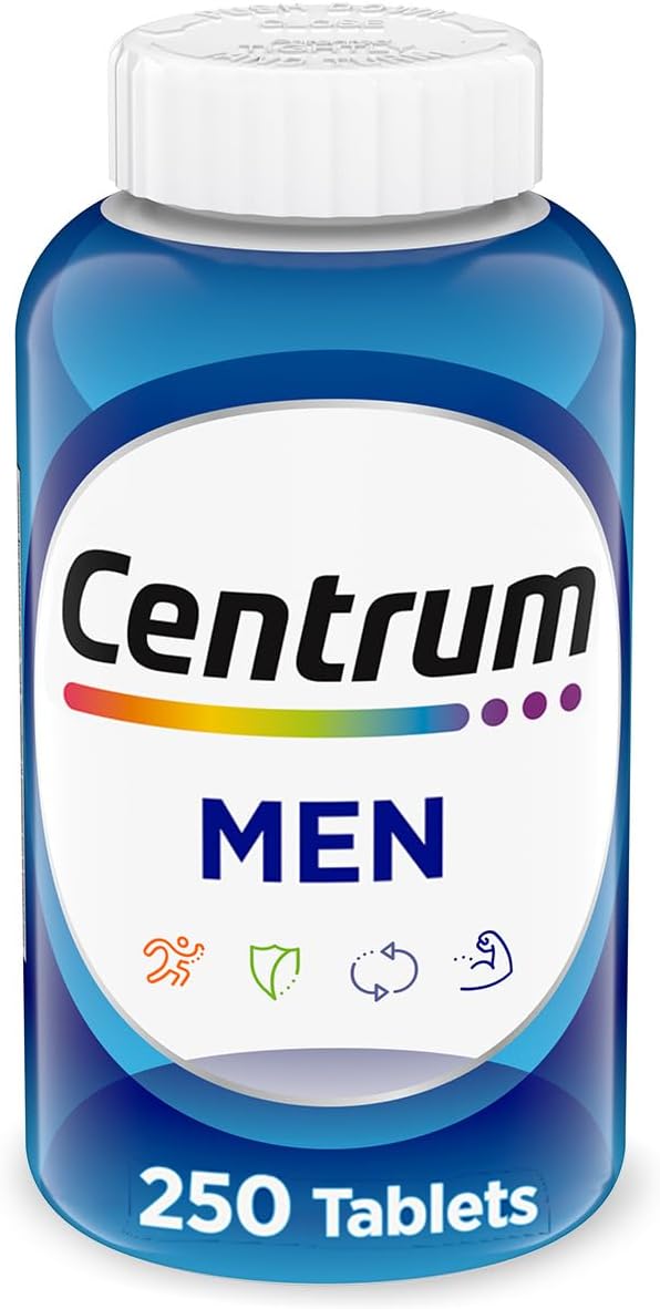 Centrum Multivitamínico para Hombres, Complejo Multivitamínico con Vitamina D3, Vitaminas B y Antioxidantes, Sin Gluten, Ingredientes No OGM - 250 Comprimidos