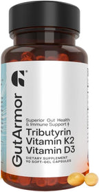 GutArmor Salud Intestinal y Cardíaca + Apoyo Inmunológico | 3 Meses | 90 Cápsulas Blandas | Butirato Puro 350mg, Vitamina D3 2000 UI y Vitamina K2 120 mcg