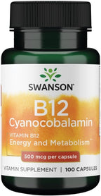 Swanson Vitamina B-12 (Cianocobalamina) 500 mcg - 100 Cápsulas