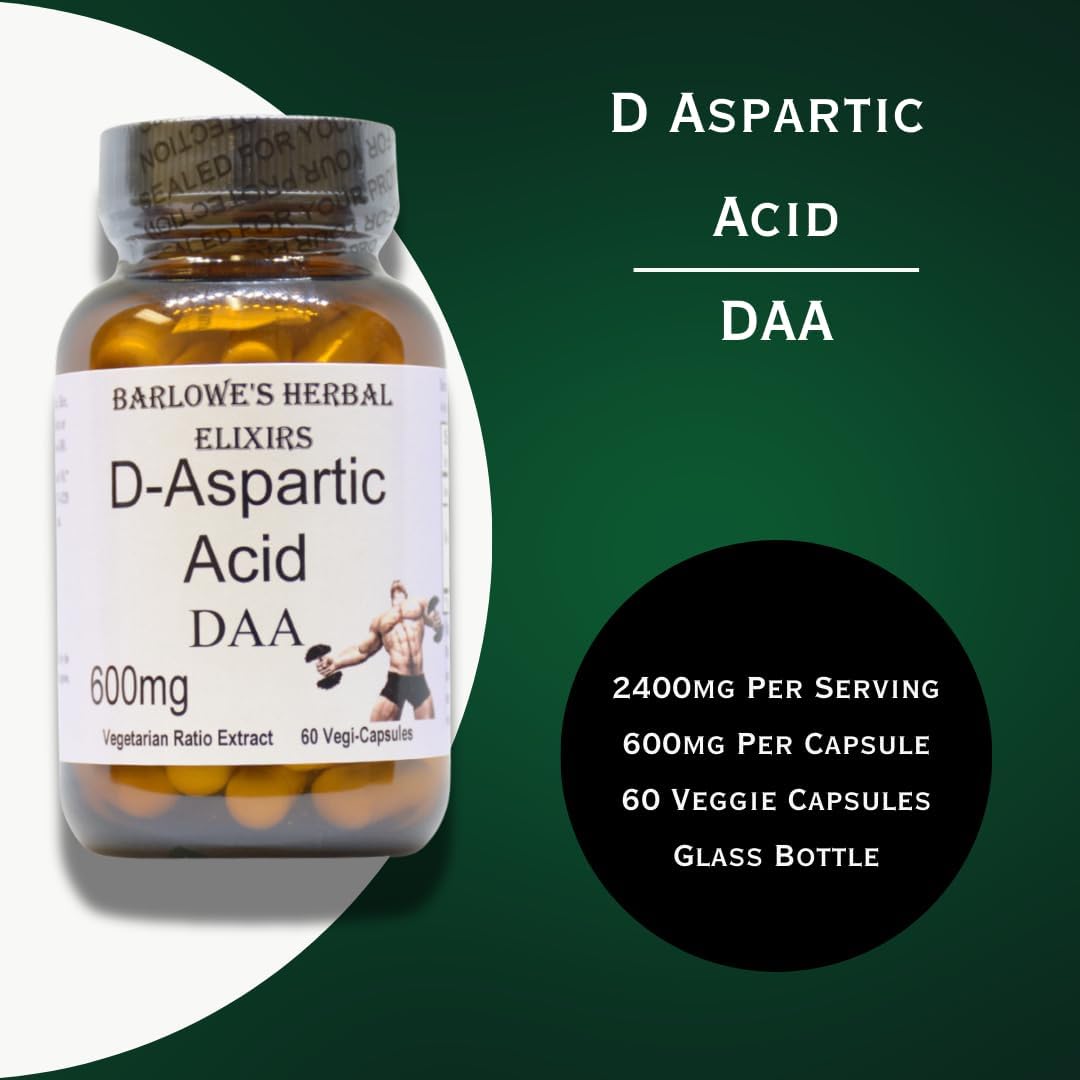 Barlowe's Herbal Elixirs Ácido D-Aspártico 600 mg - 60 Cápsulas Veganas