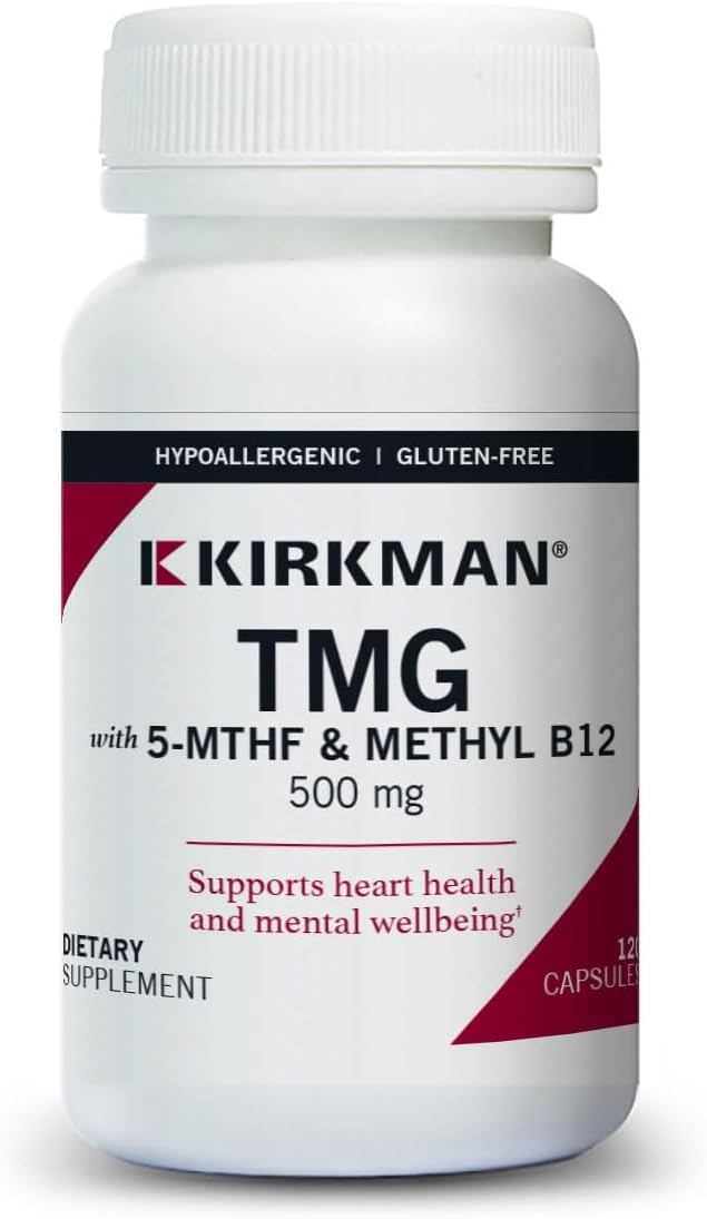 TMG (Trimethylglycine) 500 mg con Ácido Folínico y B12 - Hipoalergénico, 120 Cápsulas