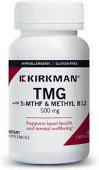 TMG (Trimethylglycine) 500 mg con Ácido Folínico y B12 - Hipoalergénico, 120 Cápsulas