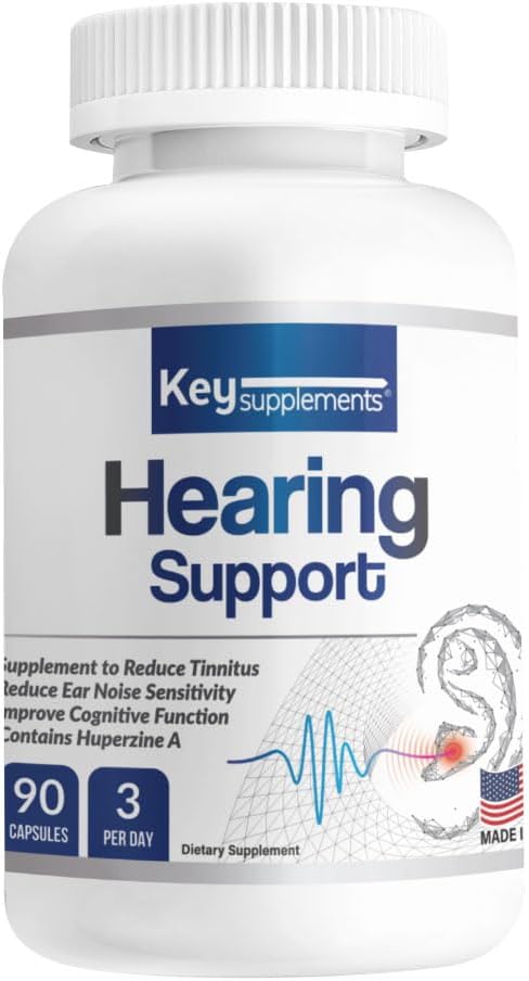 Key Supplements Hearing Support 90 Cápsulas, Alivio para el Tinnitus y Zumbidos