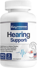 Key Supplements Hearing Support 90 Cápsulas, Alivio para el Tinnitus y Zumbidos