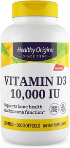 Healthy Origins Vitamina D3 10.000 UI (250 mcg), 360 Cápsulas Blandas
