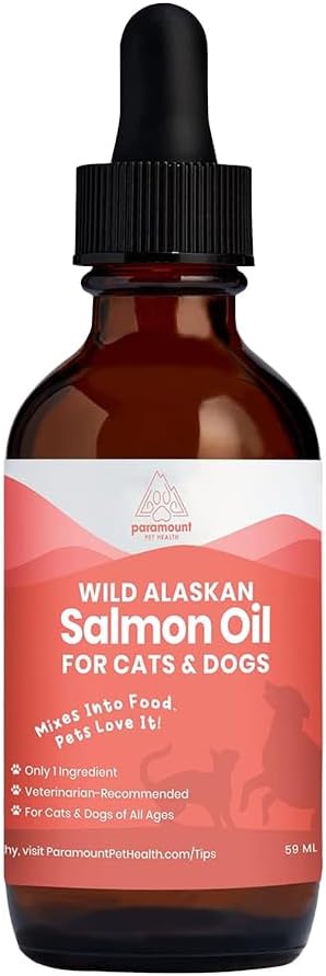 Aceite de Salmón Salvaje de Alaska para Gatos y Perros Pequeños - Apoya la Piel, el Pelaje, las Articulaciones y el Bienestar General - Puro y Premium - 2 oz