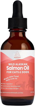 Aceite de Salmón Salvaje de Alaska para Gatos y Perros Pequeños - Apoya la Piel, el Pelaje, las Articulaciones y el Bienestar General - Puro y Premium - 2 oz
