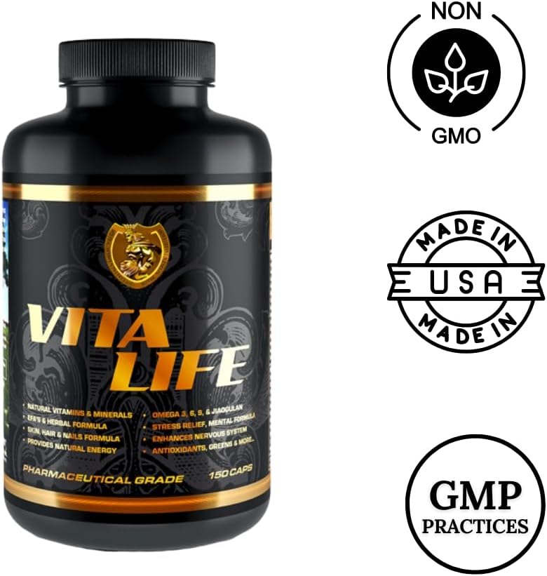 RSN Vita Life Multivitamínico Completo + CoQ-10, EFA, Vegetales y Hierbas, 150 Cápsulas