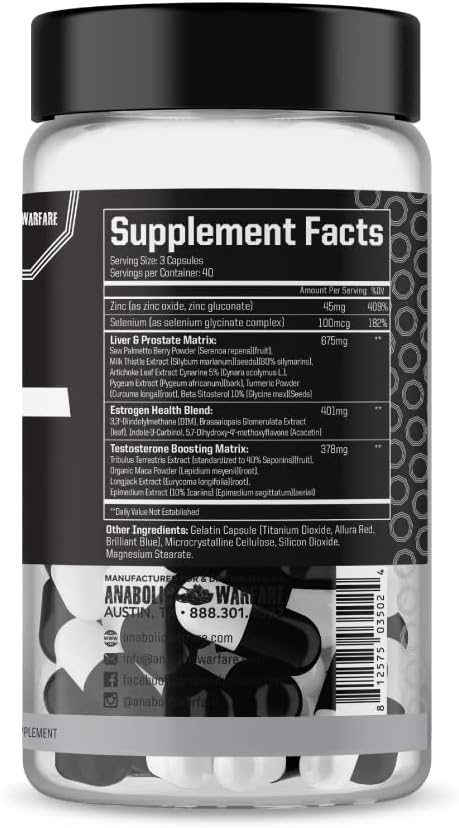 Anabolic Warfare Project PCT – 120 Cápsulas – Apoyo Hormonal, Recuperación Post-Entreno y Protección Hepática con Botánicos