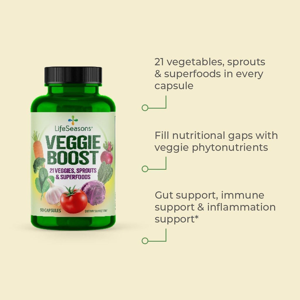 LifeSeasons Fruits & Veggies Supplements - 40 Superfoods - Triple Potencia - 180 Cápsulas (2 Envases de 90)