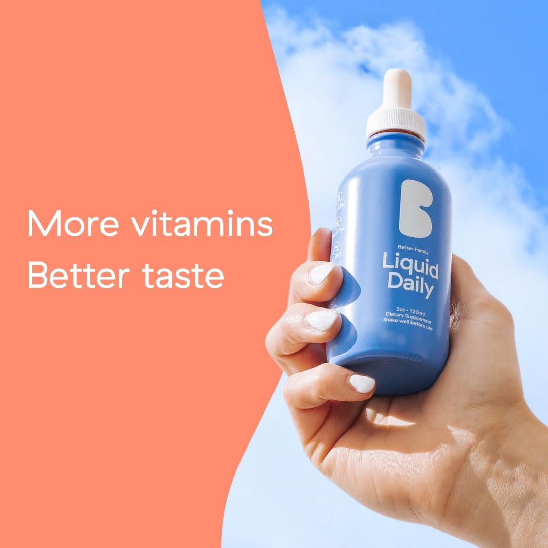Better Family – Multivitamínico Líquido Diario – Gotas de Bienestar para Todas las Edades y Géneros – Vitaminas Metiladas – Sin Azúcar ni Artificiales – Sin Gluten, No-GMO – 120 ml