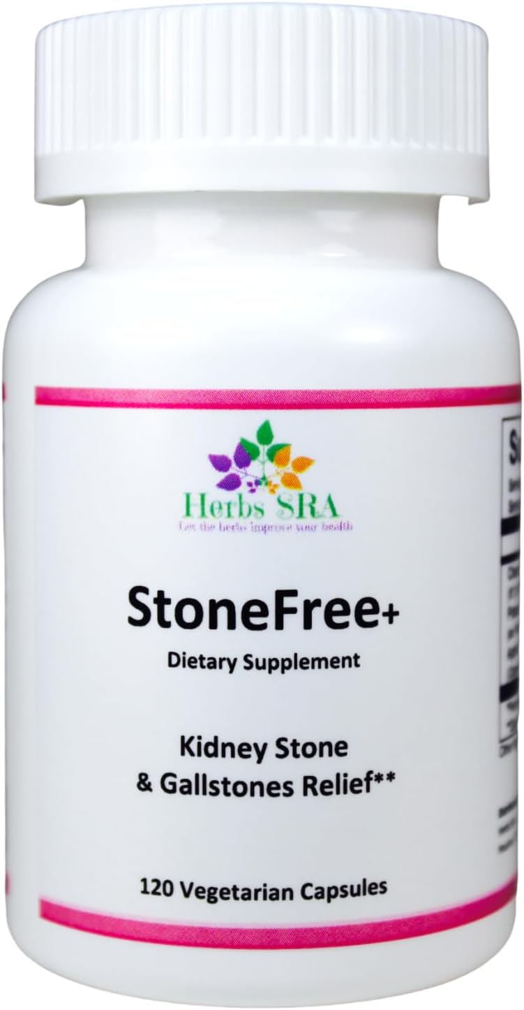 StoneFree+ Complemento Renal y Urinario con Chanca Piedra, Citrato Potásico y Vinagre de Manzana, 120 Cápsulas Vegetarianas
