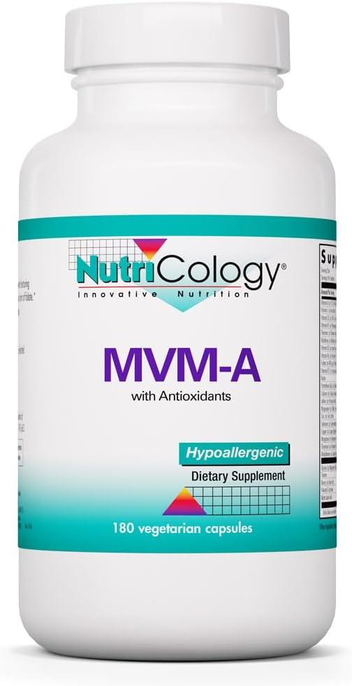 Nutricology MVM-A - Multivitamínico Completo con Minerales - Vitaminas B Activas, Folato, Hierro y Más - 180 Cápsulas