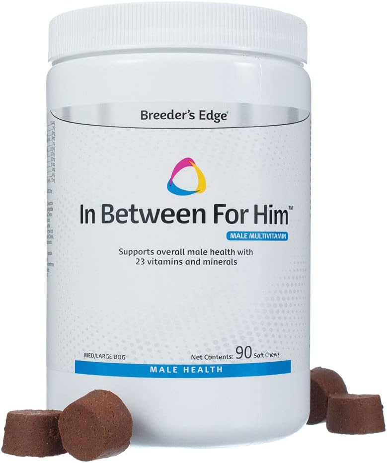 Breeder’s Edge in Between for Him – Multivitamínico diario para perros y gatos machos – 90 comprimidos