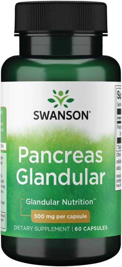 Swanson Glándula Pancreática Cruda 500 mg 60 Cápsulas – Image 1