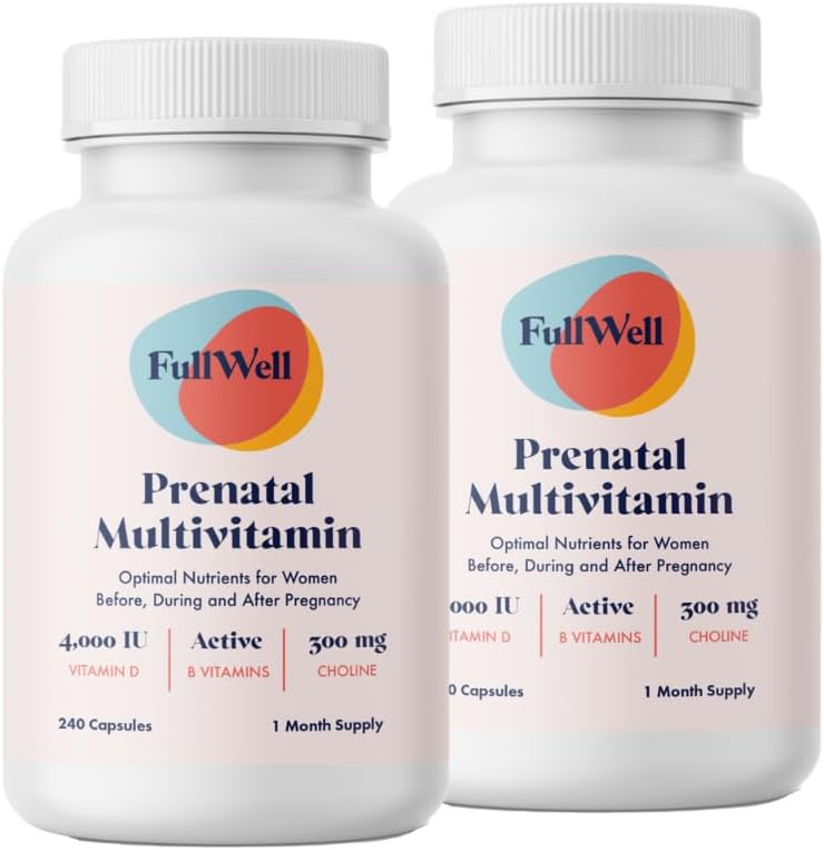 FullWell Women's Prenatal Multivitamin, 240 Cápsulas (60 Dosis, 2 Envases)