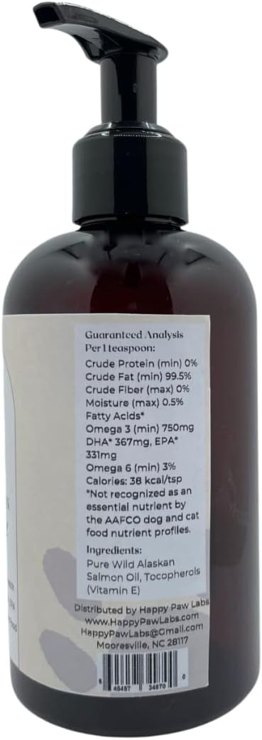Aceite de Salmón Salvaje de Alaska para Perros y Gatos - Suplemento Omega 3 con EPA y DHA Natural para Piel, Pelaje, Articulaciones, Cerebro y Corazón (236 ml)