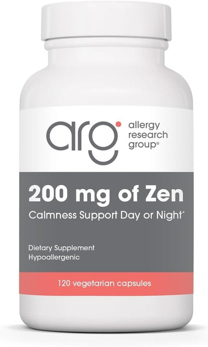 200 mg of Zen de Allergy Research Group – L-Teanina y GABA para la Calma y el Equilibrio – 120 Cápsulas Vegetarianas – Image 1